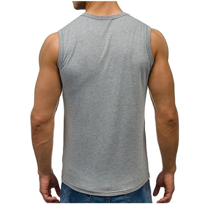 Nouveau mode col rond hommes vêtements d'été t-shirts décontracté débardeurs Slim Fitness hauts actifs sans manches