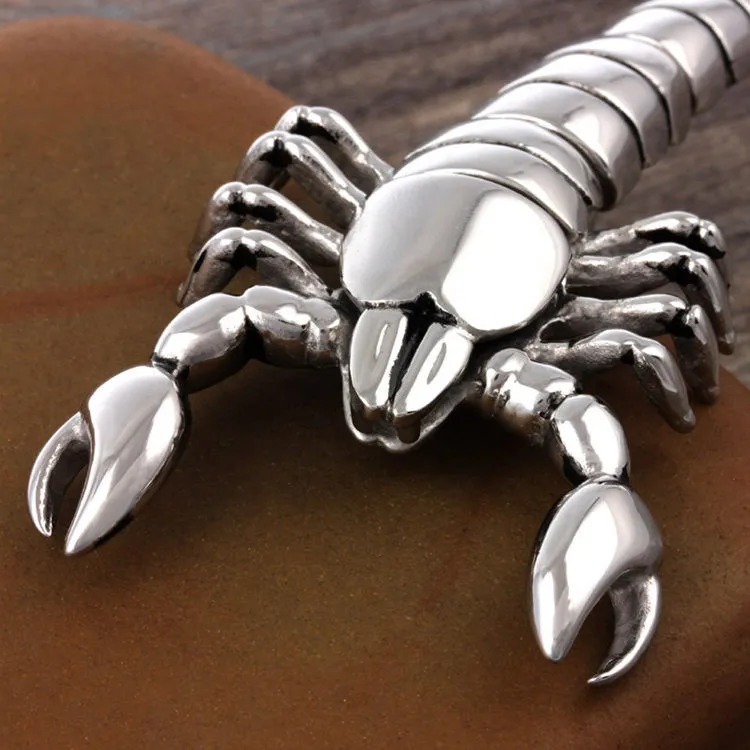 Bracelet gothique en argent pour hommes, en acier inoxydable 316L, Scorpion, de haute qualité, Punk Biker, Animal, en titane, bijoux