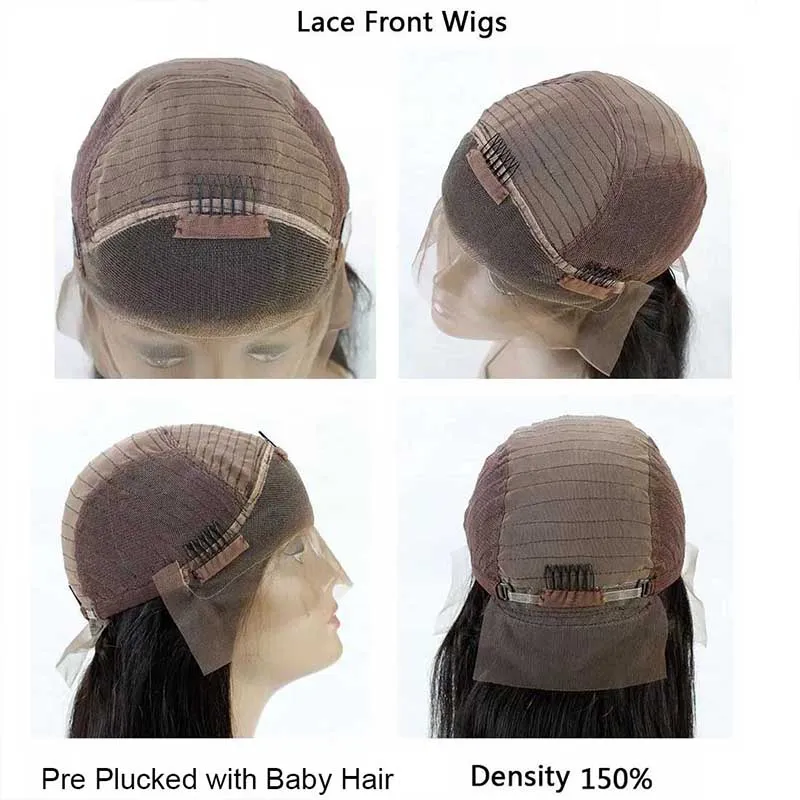 150 % Dichte, vorgezupfte Ombre-Lace-Front-Perücken mit Babyhaar, 30,5–55,9 cm, brasilianisches Echthaar, gerade 1B/613, honigblond