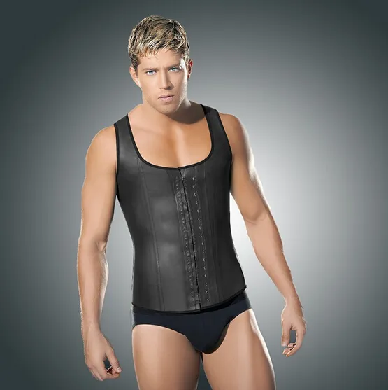 Latex Waist Trainer Bodysuit For Men Plus Size 6XL Slimming Corset