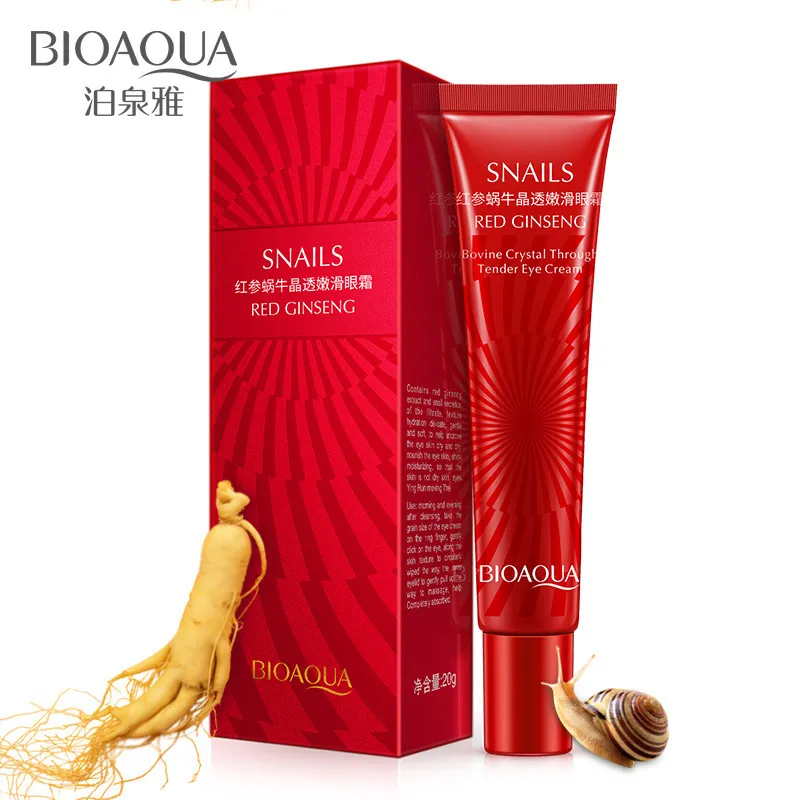 BIOAQUA Natural Red Snail Moisturizer Eye Cream Hydrating Remove Eye Bag Dark Circles Uomo Donna Cura della pelle