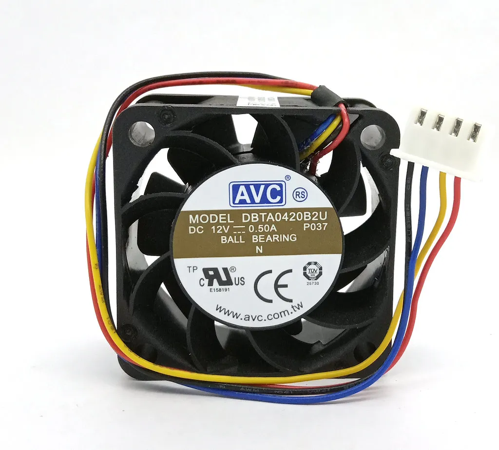 New Original AVC DBTA0420B2U DC12V 0.50A 40x40x20MM 4Lines Computer cooling fan