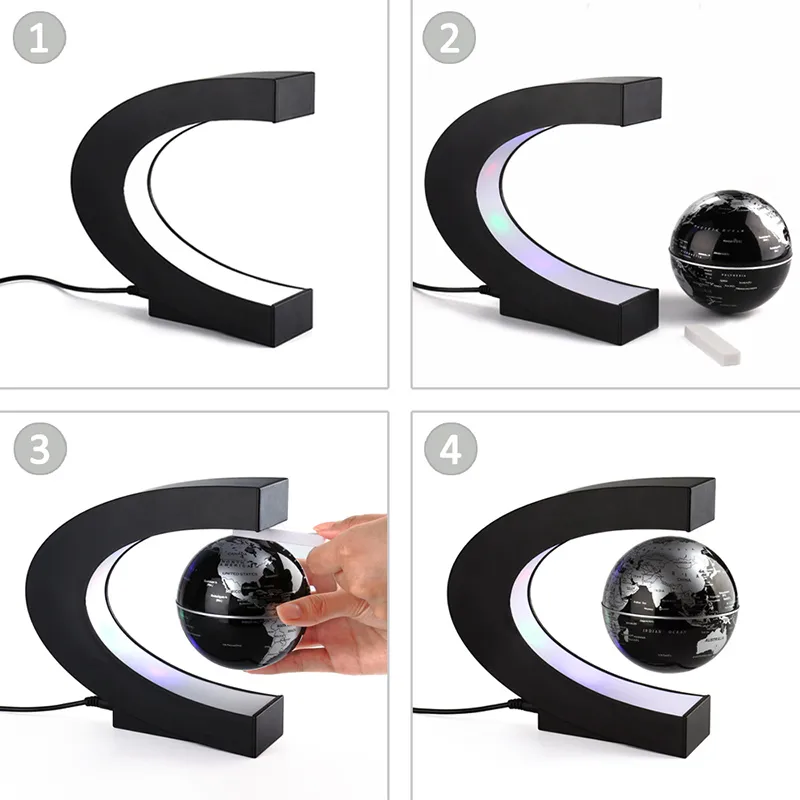 Nyhet flytande boll magnetisk levitation c-formad LED anti-gravitation måne ljus magi / roman ljus födelsedag hem december natt ljus