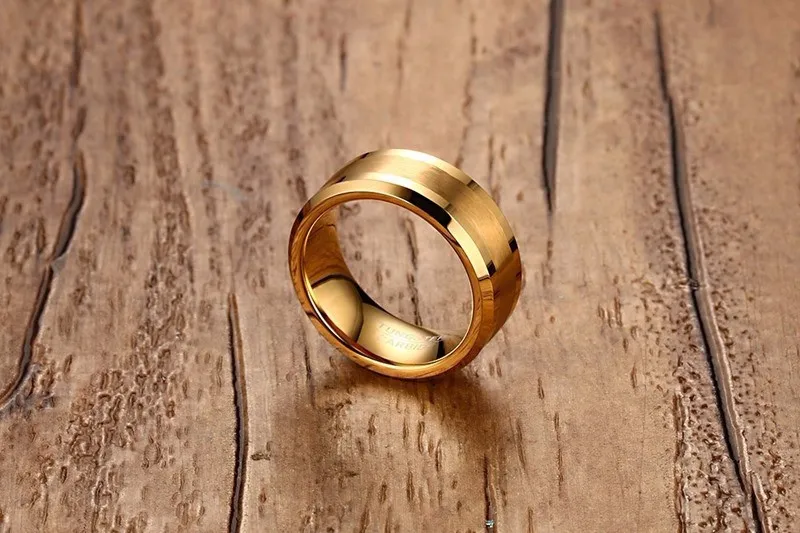 Alliance Couple Carbure De Tungstène Plaqué Or 18K – Gravure Bible Seigneur Des Anneaux, Bague Mariage Éternelle, Taille 62 Homme