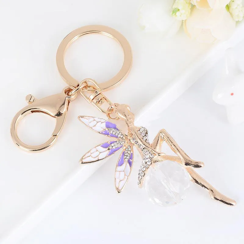 Angel Fairy Sleutelhanger Crystal Metal Sleutelhanger Sleutelhanger Auto Sleutelhangers Purse Charms Handtas Hanger Beste Gift