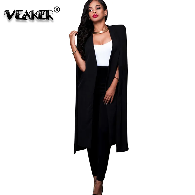 2018 Trench lungo da donna mantello mantello Bianco Nero Colori mantelle e poncho da donna Plus Size 2XL