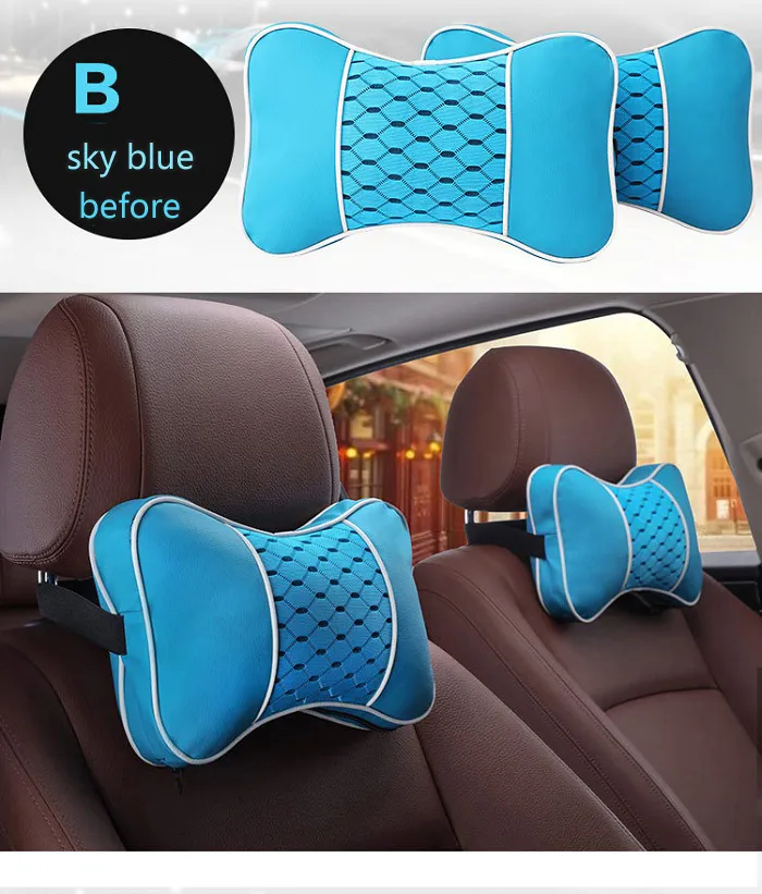 Auto Car Seat Pillow neadrost Cushion Universal Fit SUV Sedans Front/Back Seat Automotive Parts Pu Leather Check Ice Silk