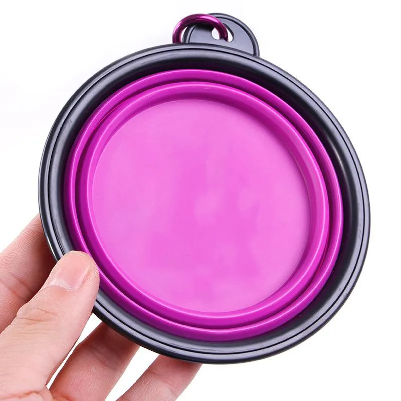 Portable Food Grade Silicone Collapsible Travel Bowl With Carabiner