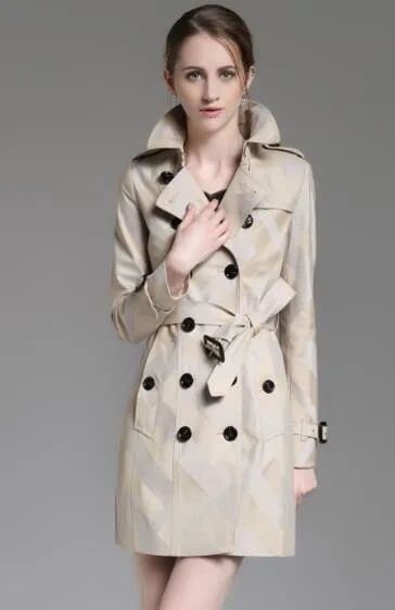 Novo design!Trench coat feminino inglaterra britânico duplo breasted/design de marca de alta qualidade xadrez trincheira de inverno para mulheres tamanho S-XXL b8260f310