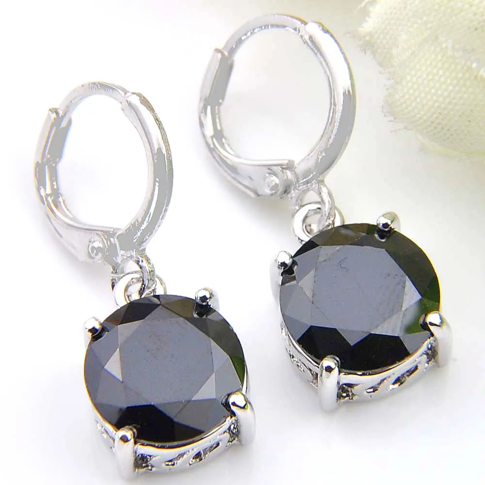 LuckyShine Fine Women Jewelry Gift Multi-color Round peridot Garnet Topaz Earrings 925 Sterling Silver Earrings Russia Wedding Party Jewelr