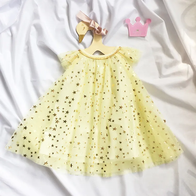 Baby Girl Party Dress 2018 New Girls Tulle Lace Dress Abbigliamento bambini Little Girls Princess Stars Dress Baby Girl Clothes Abiti estivi bambini