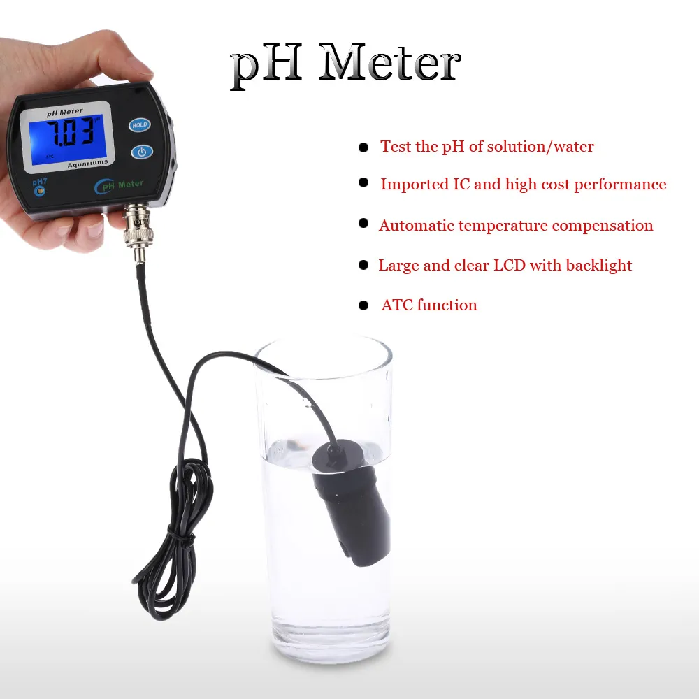 Acquista Misuratore PH 0,01PH Tester Test di qualità dell'acqua ad alta  precisione 0,00-14,00 Intervallo di misura PH Adatto per acquario Piscina