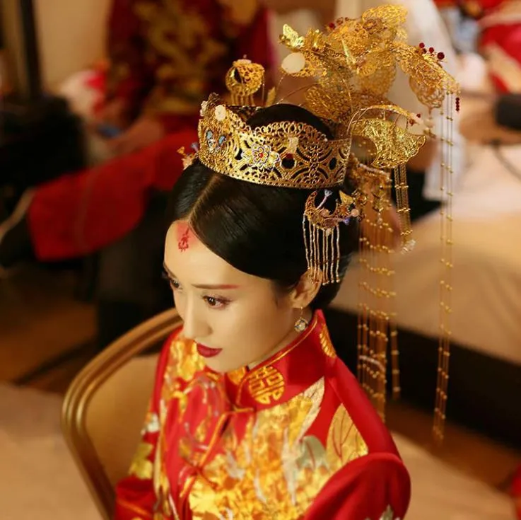 Chinese bride headdress costume jewelry hair comb Coronet flow