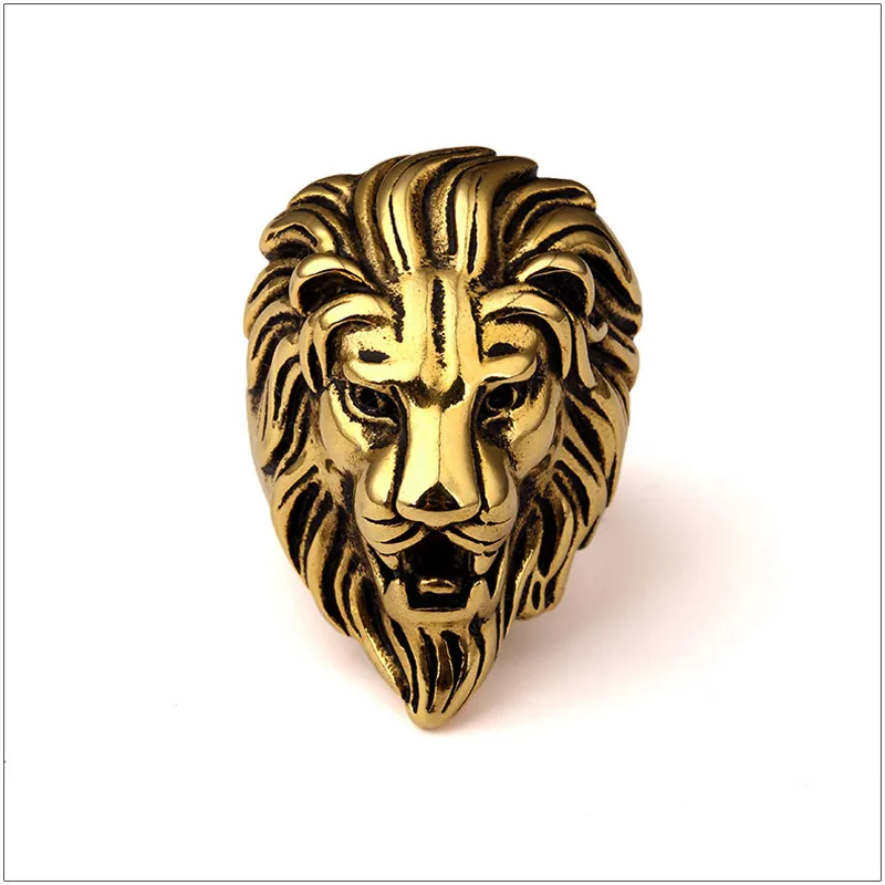 Ny Titanium Lion ansikte Guld Ringar Hipsters Män Kvinnor Hip Hop Bijoux Street Dancing Nightclub Punk Finger Smycken