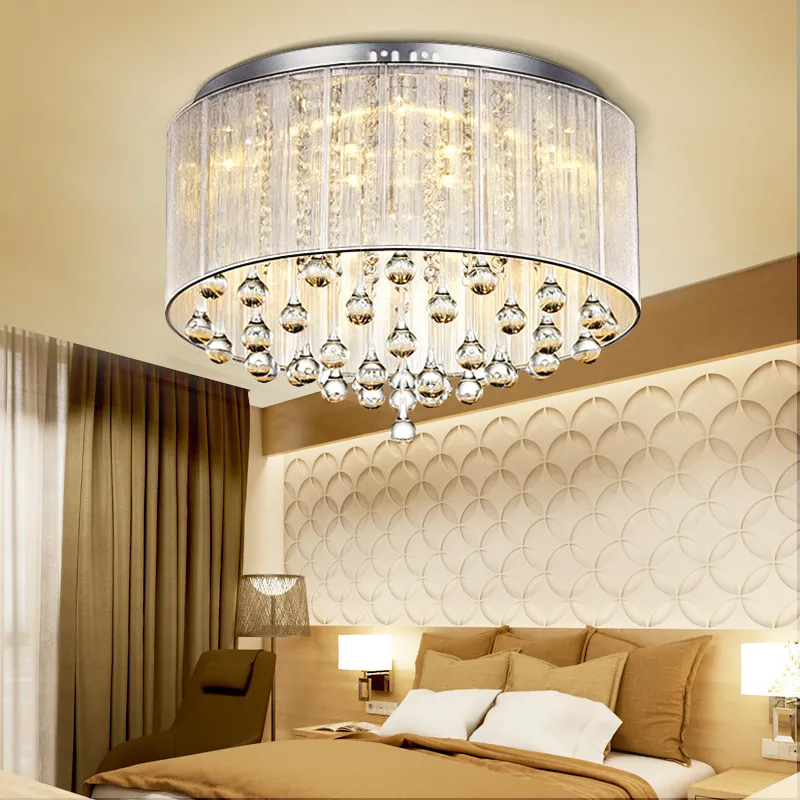 Lampadari moderni Fashion Tessuto Tessuto Lampadario Lampadario Crystem Pendant Lampada da soffitto in cristallo Soggiorno Camera da letto Bianco Viola Rosso Nero rosso