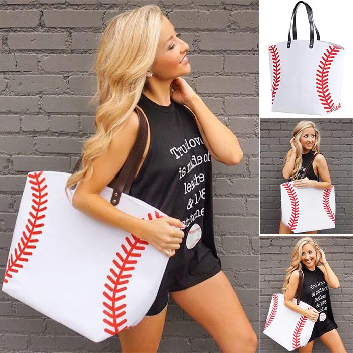 2018 Canvas Bag Baseball Tote Sports Bags Casual Softball Bag Football Soccer Basketball Cotton Canvas Tote Bag 18 color Free DHL