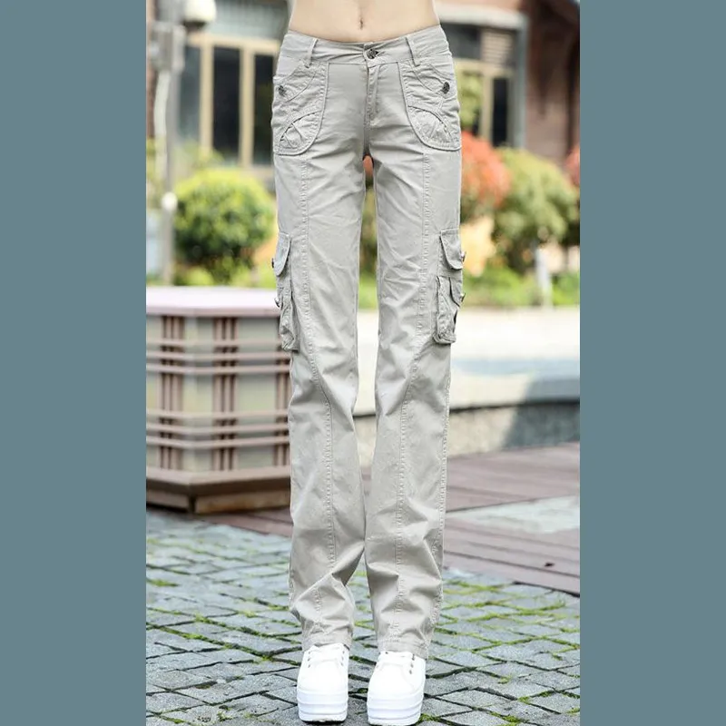 Plus Size Cotton Combat Cargo Pants With Multi Pocket Design For