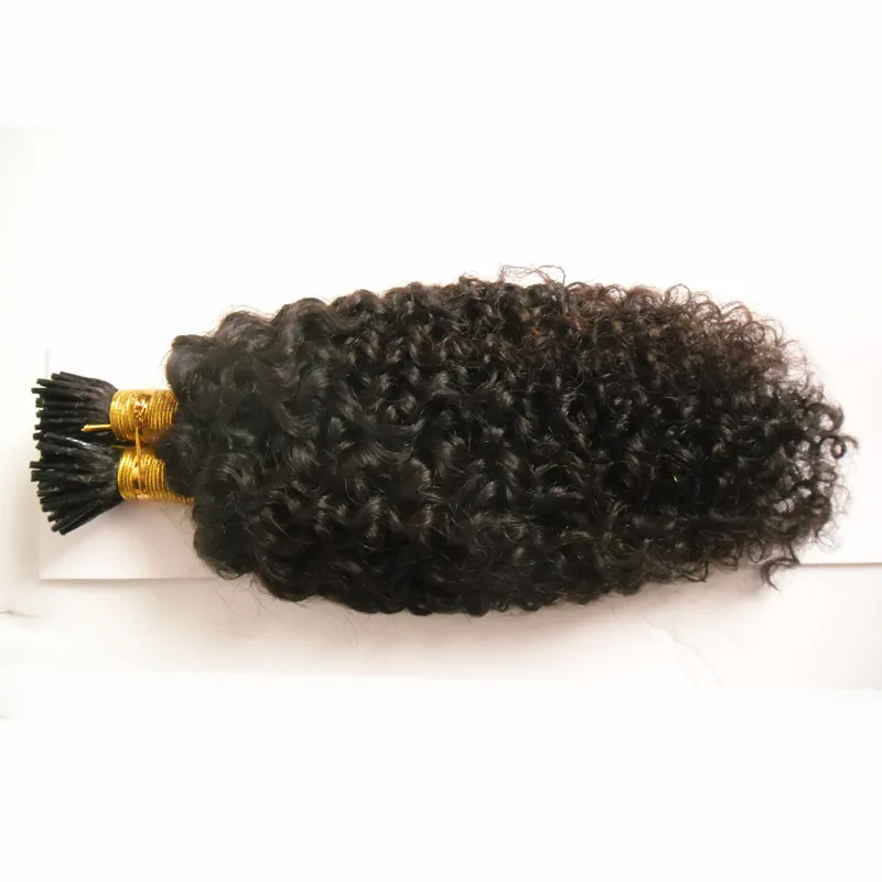 Afro kinky human hair Nail I Tip Hair Extensions 100g/strands Pre Bonded Hair On Keratin Capsules Natural Color 1g/Strand