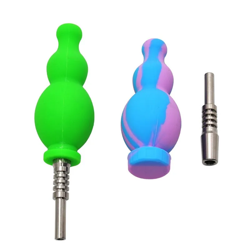 2018 nouvelle annonce bambou silicone pipe à eau bong avec clou en titane portable silicone dab plate-forme pétrolière concentré tuyau de fumer