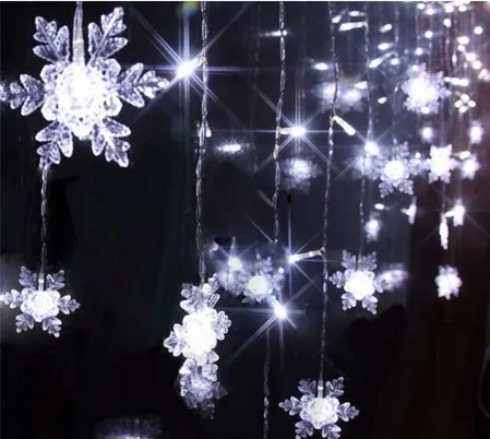 إضاءة عطلة 4MX0.6M ندفة الثلج عيد الميلاد حزب الجنية الملونة جارلاند الصمام عيد الميلاد الديكور سلسلة ضوء