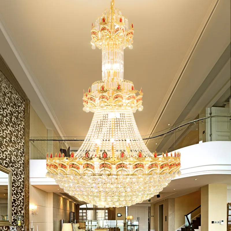 Led Modern Crystal Chandeliers Lights Filleture American Gold Chandelier Home Villa Hotel Big Crystal Droplight 3 White Light Color Dimmable