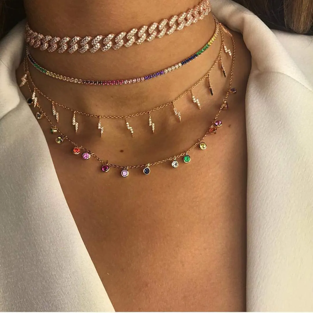 Hip Hop Women Necklace Miami Cuban Link Chain Choker Iced Out Sparking Bling Choker Punk Lady Hiphop Smycken