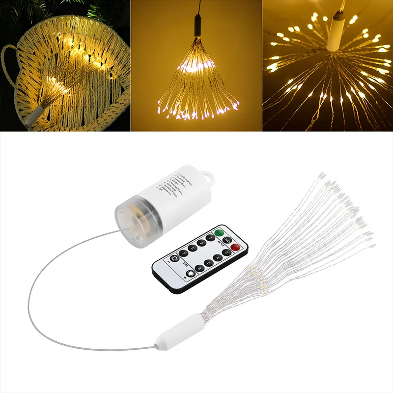 String Light 50pcs 150LED BATTERY POWERED 8 -lägen Copper Wire Firework LED Starburst Lights with Remote Control for Home