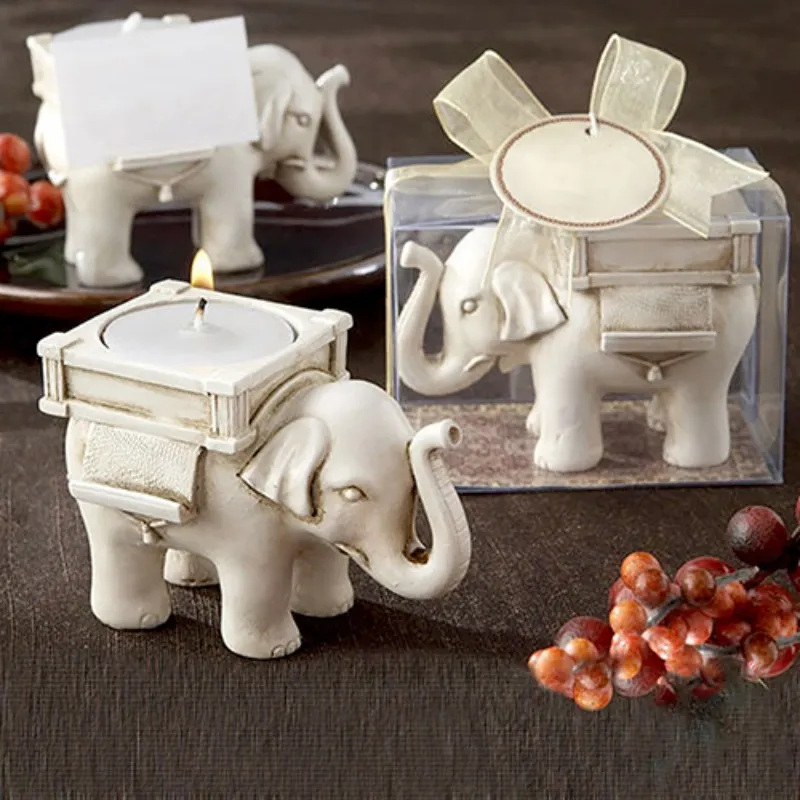 Kaarshouder Bruiloft Gunst Home Decor Lucky Olifant Theelicht Kaarshouder Hars Kandelaar voor Thuis