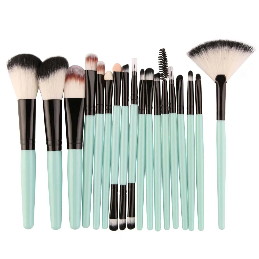 18pcs/set Fan Makeup Brushes Sets Powder Foundation Eyeshadow Brush Kits Make Up Brushes Professional Makeup Beauty Tool Free Shipping BR034