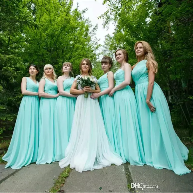 Vestidos plisados de gasa para dama de honor, playa, 2020, largo hasta el suelo, vestido de fiesta de boda, Brautjungfernkleid, bata demoiselle d'honneur