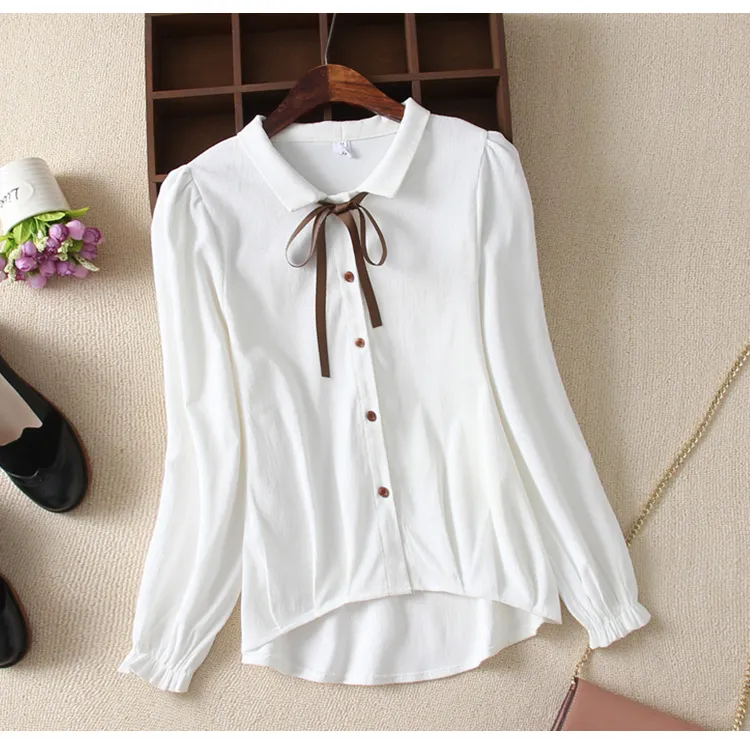 Women Blouse Long Sleeve Woman Office Wear Shirts High Quality Ladies Tops 2018 Autumn Winter New pure white Shirt Fashion Bow