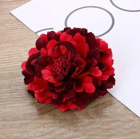 2 Pcs Clip Fleur Rose Artificielle - Broche Et Pinces Cheveux Vin Rouge Pour Femmes Et Filles