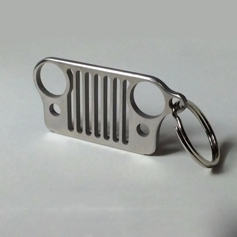 Högkvalitativ nyckelring Keyring rostfritt stål grill nyckelkedja nyckelring för jeep grill nyckel ring cj jk tj yj xj ny