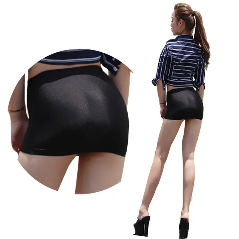 Frauen Booty Rock Kurz Micro Mini Bodycon Stretch Tube Party Shiny Spandex Sexy Extra Nachtclub Nachtwäsche