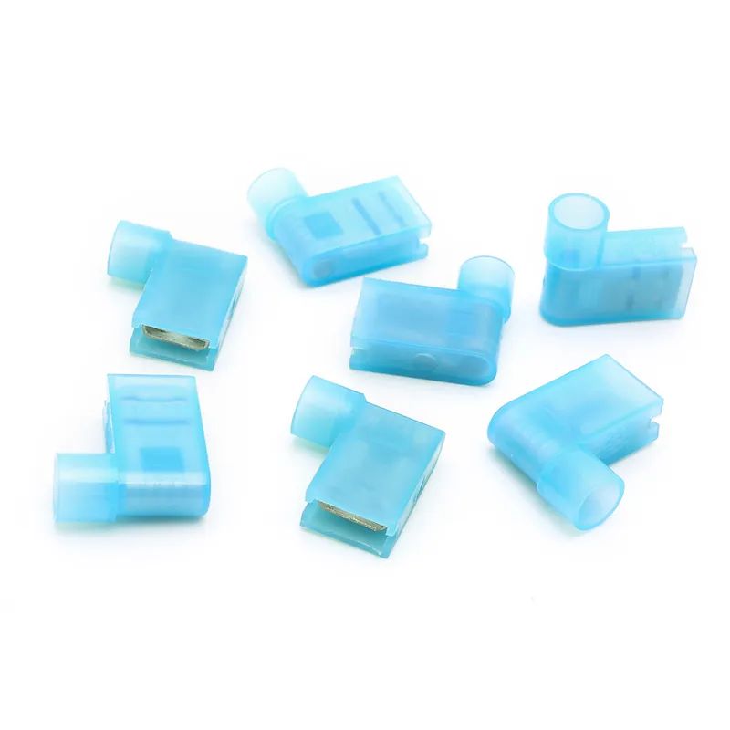 100PCS Crimp-terminaler fldny2-250 nylon flagga Kvinnlig terminalisolerad flagga 6.3 Sticka höger vinkelterminaler 1.5-2.5mm 16-14WG Wire Connector