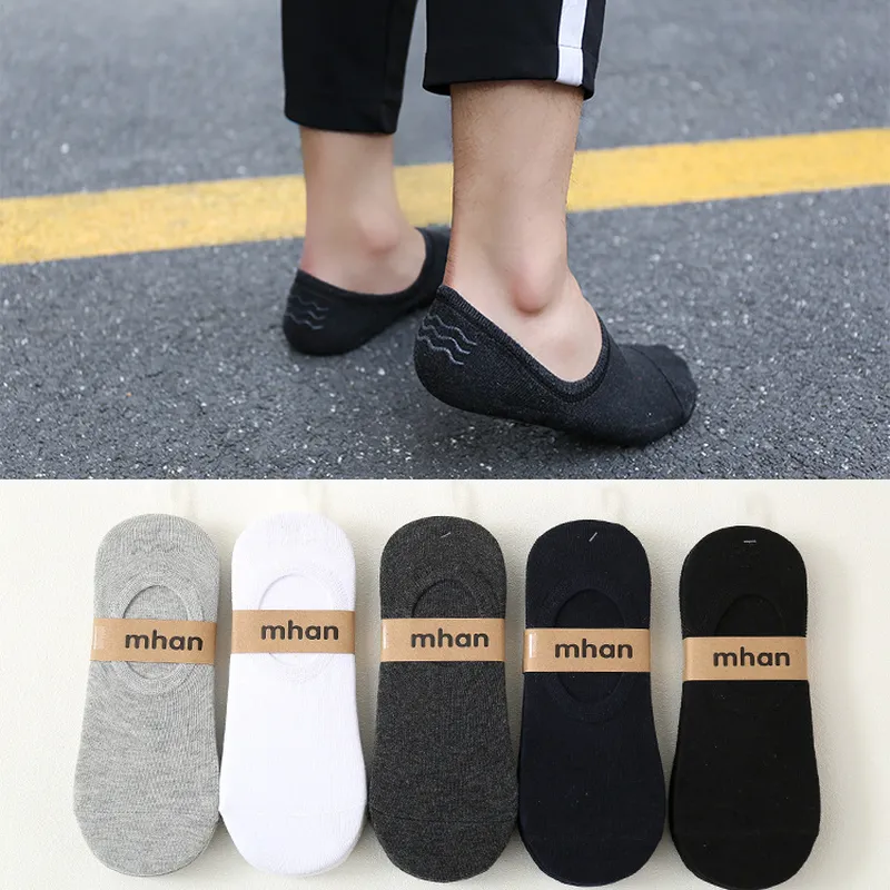 5 pares / lote homens verão algodão invisível stripe movimento mocks baixo tornozelo meia menino boat chinelos casuais