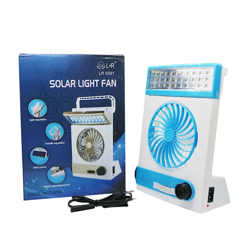 4 in 1 tragbarer Mini-Solarlichtventilator Solarenergie Min. elektrische Ventilatoren 30 LED mit Taschenlampe wiederaufladbare Lampe Großhandel