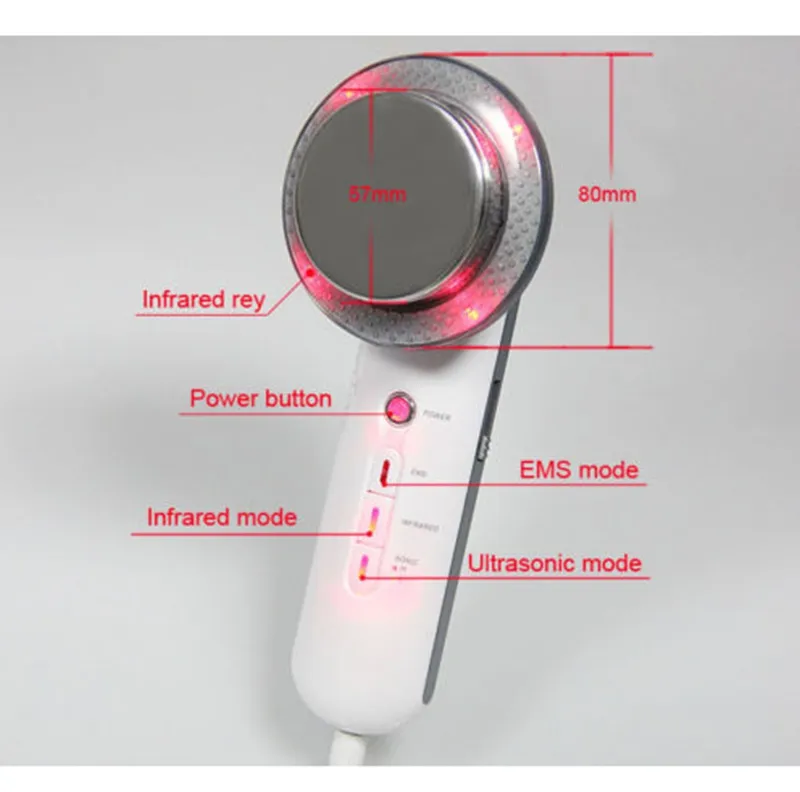 Ultrasonic Ultrasound 3in1 pele EMS emagrecimento máquina Terapia 1MHz High Frequency galvânica Ion Photon Facial pele Massager Beauty Care SPA