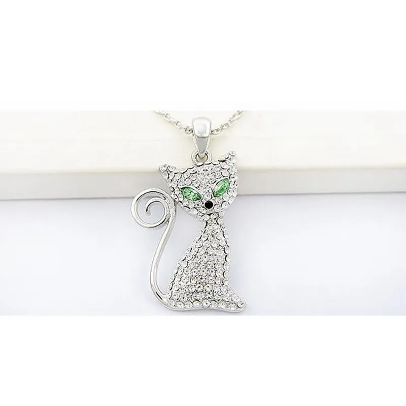 Katvormige hanger ketting kristal van rovski mode schattig voor verjaardag jubileum engagement cadeau8359449