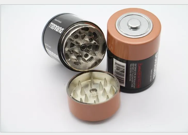 Altri accessori fumatori Tre dispositivi di macinazione manuale in metallo stile batteria di grande diametro 4 cm Fumo di sigaretta rotto