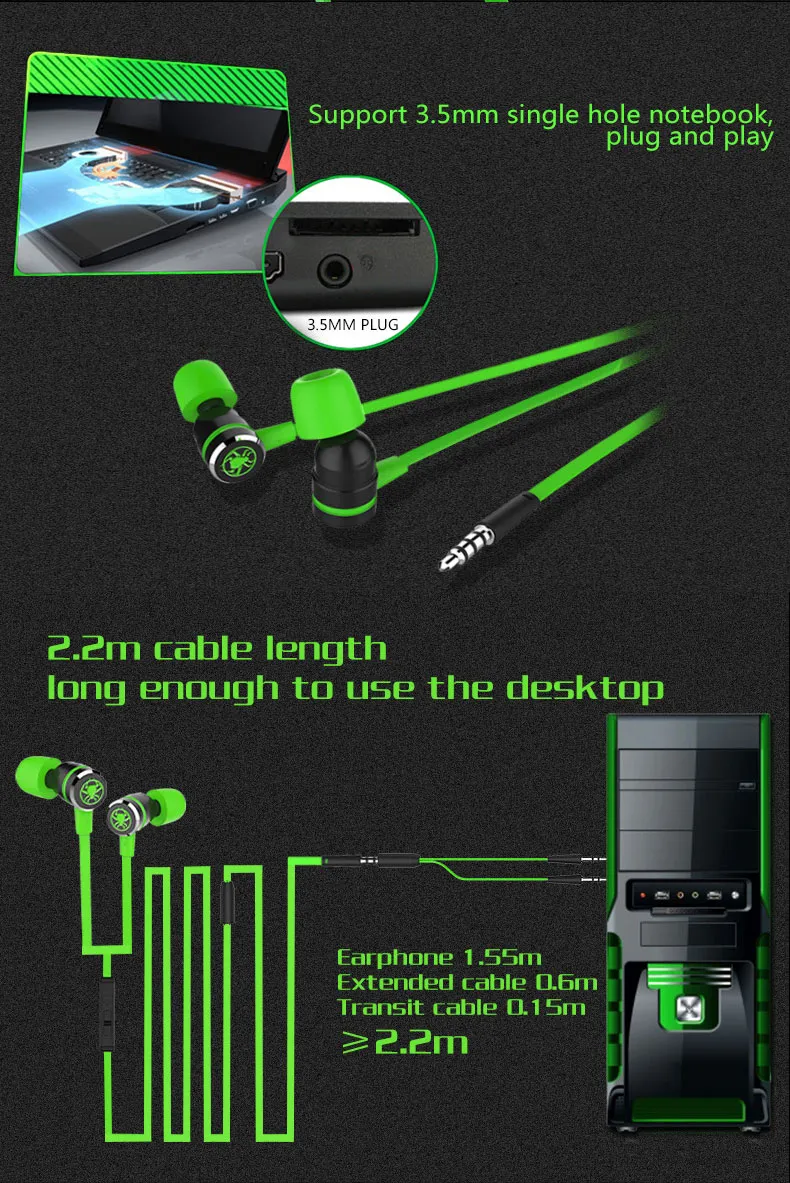 Plextone G20 fone de ouvido INEAR para jogos com microfone com fones de ouvido com falhos de estéreo com fio de microfone para iPhone 1171080