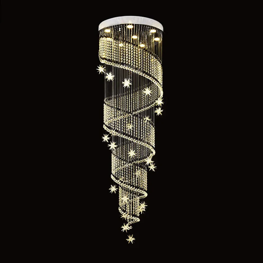 Modern Spiral Crystal Chandelier, Luxury Staircase Ceiling Light ...