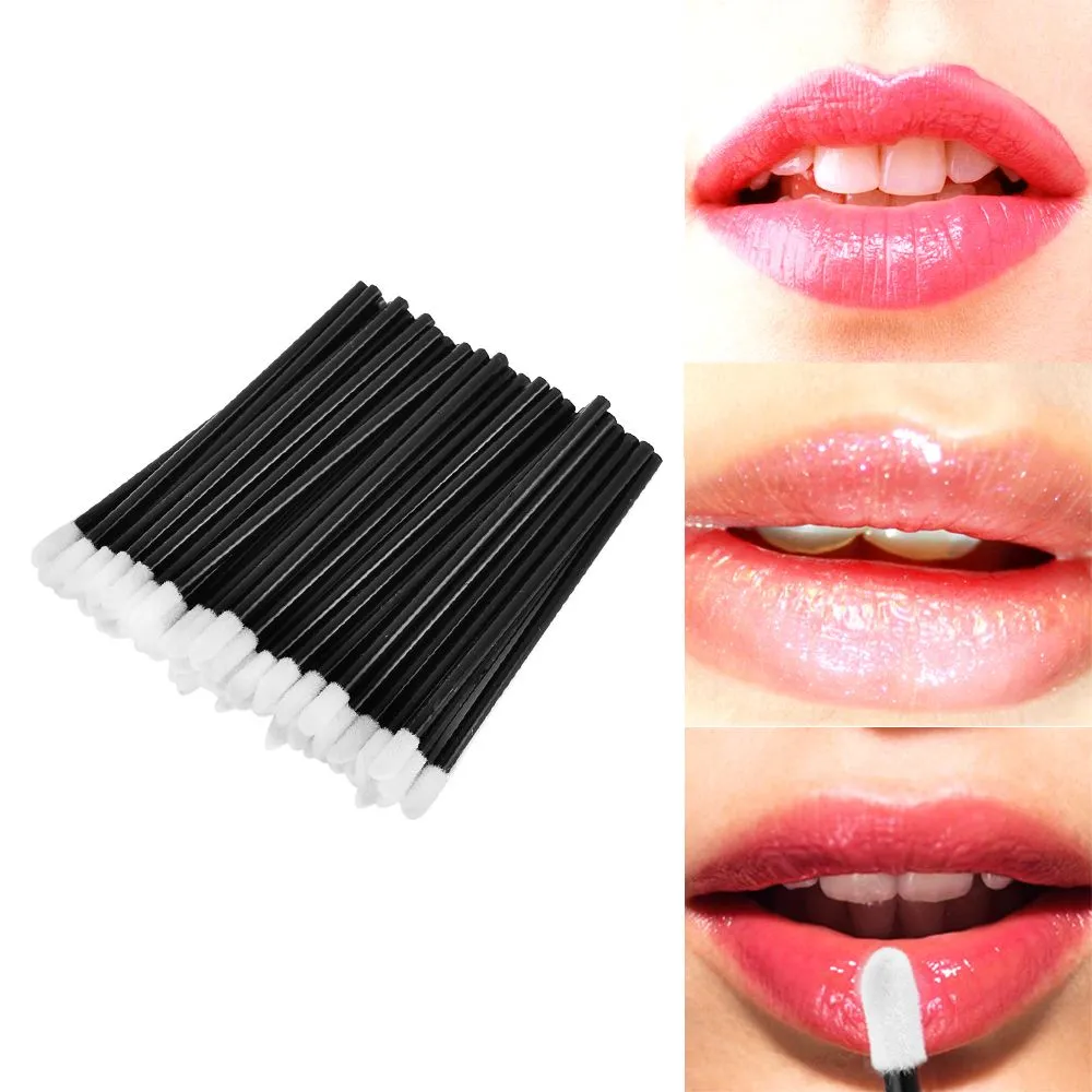 100 st Disposable Lipbrush Lip Gloss Brush Wands Hollow Läppstift Glans Applicators Kosmetiska Make Up Tool Svamp Gratis Frakt