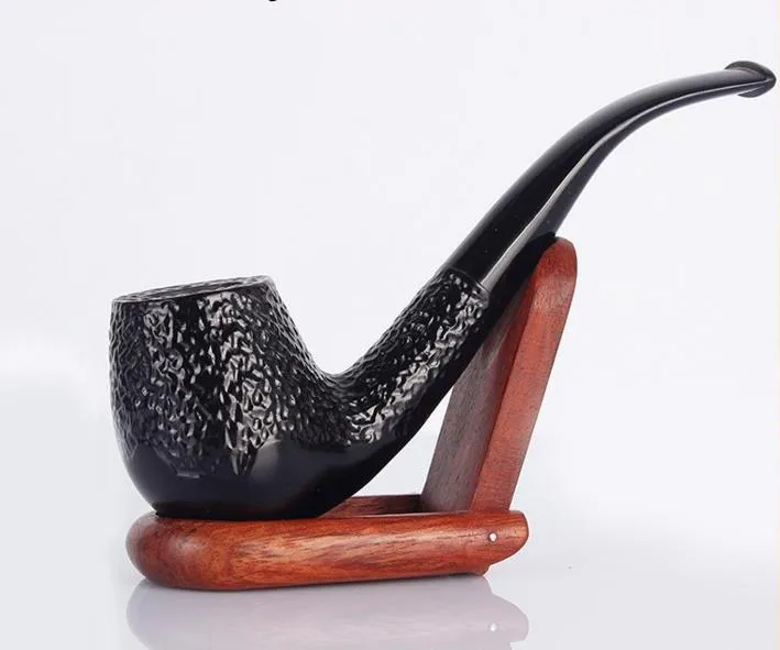 Ny Hot Hand Free Ebony Ebony Pipe Pipe Bent Handle Cigarettr￶kningsplats Partihandel