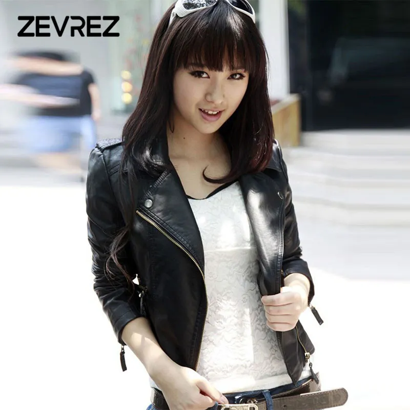 New Autumn Casual Leather Jacket Women 2018 Zipper Turn-down Collar Faux Leather Jacket Coat Ladies PU Moto Biker Zevrez