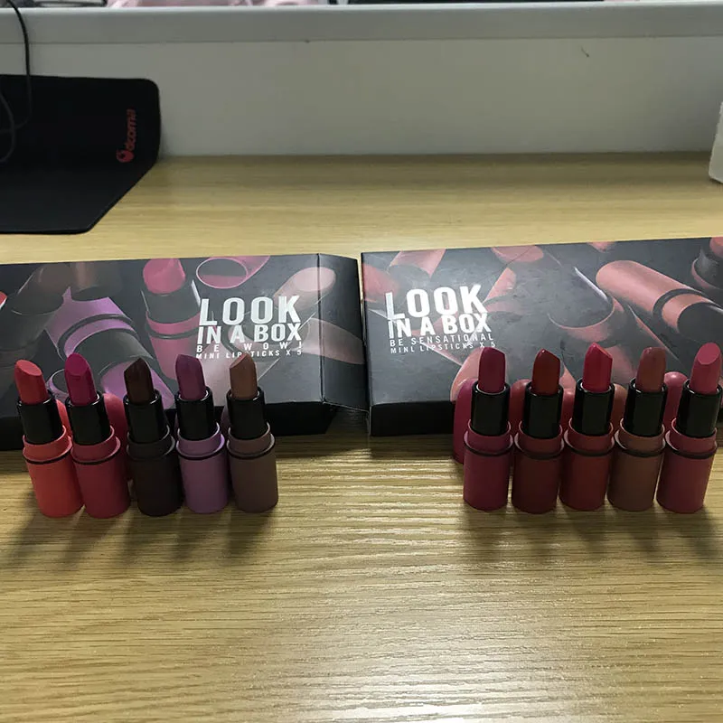 جديد م العلامة التجارية الصقيع مثير أحمر الشفاه m ماكياج نظرة في صندوق يكون sfnsational mini size / set lipsticks أحمر الشفاه ماتي