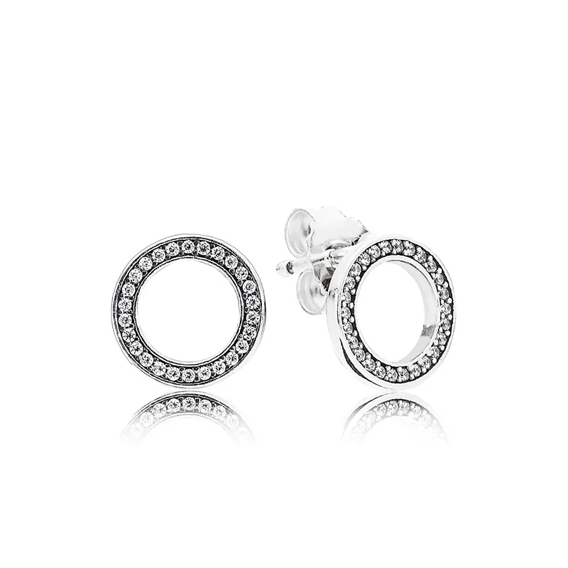 Authentic 925 Sterling Silver Circles Earring with Original box Fit Eternal Pandora Jewelry Stud Earring Women Wedding Gift Earrings