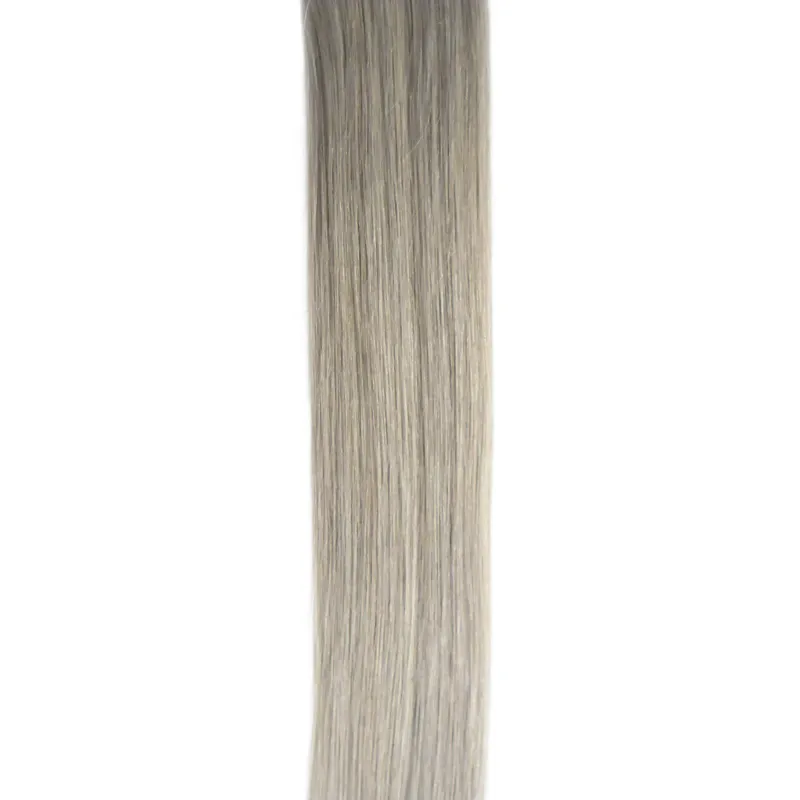 Grå hårförlängningar 100% Human Hair Remy Tape In Hair Extensions 12 