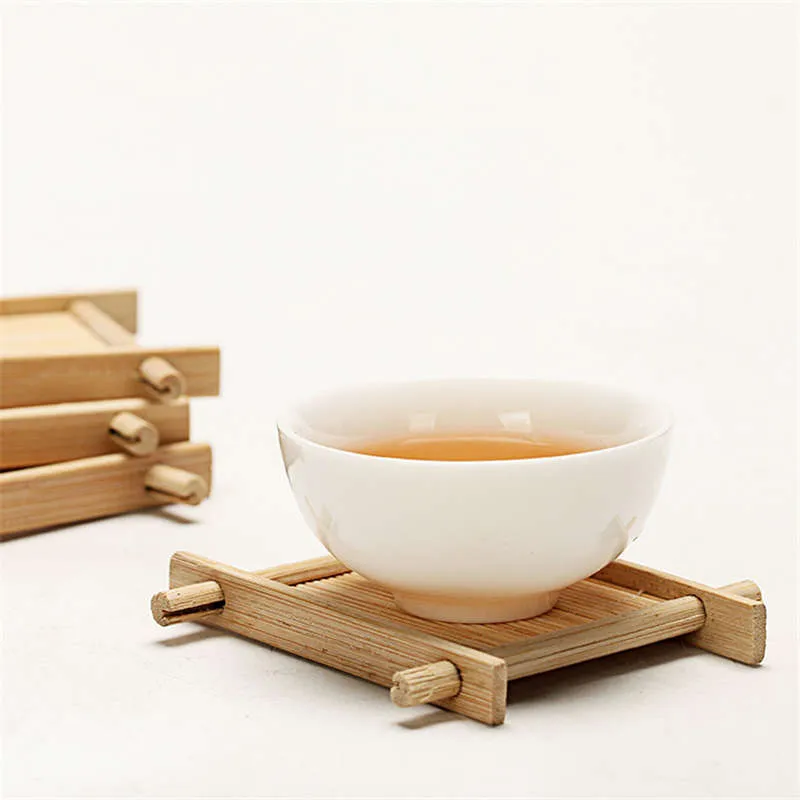 Mini Handmade Bamboo Cup Mat Kung Fu Akcesoria do herbaty Tabeli Placemats Księgowy Napoje Kuchnia Produkt Kubki Podkładki