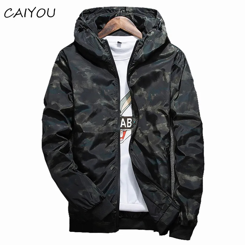 Atacado- 2017 primavera outono mens casual camuflagem hoodie jaqueta homens roupas impermeáveis ​​roupas windjacket casaco masculino outwear 4xl